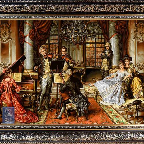 تابلو فرش پرنسس ایران فرش نقاشی فرانسوی رنگ ثابت دوام بالا همراه با قاب کادو هدیه
